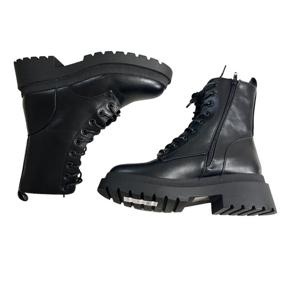 New Look combat boots chunky heel platform side zip sz 40 or US 9 - Picture 5 of 7